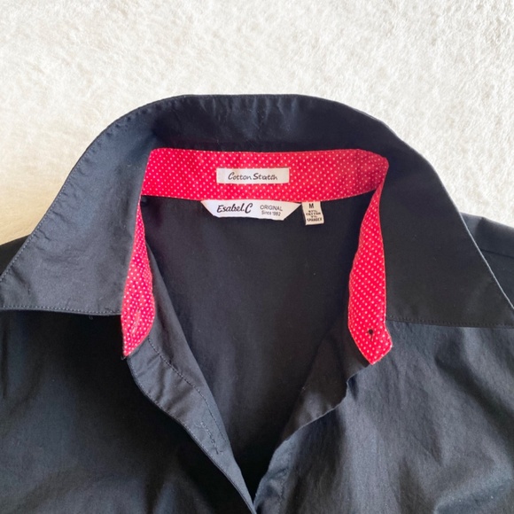 Isabel.C Cotton Stretch Slim-Fit Button-Down shirts M Long Sleeve Black/Red - Picture 3 of 8